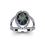 1-1/2 Carat Oval Shape Mystic Topaz Ring With Fancy Diamond Halo In 14 Karat White Gold Image-1