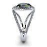 1-1/2 Carat Oval Shape Mystic Topaz Ring With Fancy Diamond Halo In 14 Karat White Gold Image-3