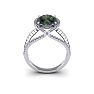 1-1/2 Carat Oval Shape Mystic Topaz Ring With Fancy Diamond Halo In 14 Karat White Gold Image-4