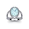 Aquamarine Ring: Aquamarine Jewelry: 1 1/2 Carat Oval Shape Aquamarine and Halo Diamond Ring In 14 Karat White Gold
 Image-1