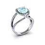 Aquamarine Ring: Aquamarine Jewelry: 1 1/2 Carat Oval Shape Aquamarine and Halo Diamond Ring In 14 Karat White Gold
 Image-2