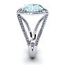 Aquamarine Ring: Aquamarine Jewelry: 1 1/2 Carat Oval Shape Aquamarine and Halo Diamond Ring In 14 Karat White Gold
 Image-3