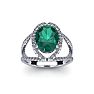 1 1/2 Carat Oval Shape Emerald and Halo Diamond Ring In 14 Karat White Gold
 Image-1