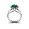 1 1/2 Carat Oval Shape Emerald and Halo Diamond Ring In 14 Karat White Gold
 Image-4
