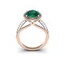 1 1/2 Carat Oval Shape Emerald and Halo Diamond Ring In 14 Karat Rose Gold
 Image-4