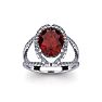 Garnet Ring: Garnet Jewelry: 2 Carat Oval Shape Garnet and Halo Diamond Ring In 14 Karat White Gold
 Image-1
