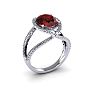 Garnet Ring: Garnet Jewelry: 2 Carat Oval Shape Garnet and Halo Diamond Ring In 14 Karat White Gold
 Image-2