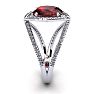 Garnet Ring: Garnet Jewelry: 2 Carat Oval Shape Garnet and Halo Diamond Ring In 14 Karat White Gold
 Image-3