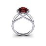 Garnet Ring: Garnet Jewelry: 2 Carat Oval Shape Garnet and Halo Diamond Ring In 14 Karat White Gold
 Image-4