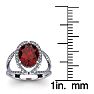 Garnet Ring: Garnet Jewelry: 2 Carat Oval Shape Garnet and Halo Diamond Ring In 14 Karat White Gold
 Image-5