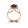 Garnet Ring: Garnet Jewelry: 2 Carat Oval Shape Garnet and Halo Diamond Ring In 14 Karat Rose Gold
 Image-4