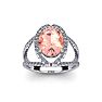 1-1/2 Carat Oval Shape Morganite and Halo Diamond Ring In 14 Karat White Gold Image-1