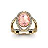 1-1/2 Carat Oval Shape Morganite and Halo Diamond Ring In 14 Karat Yellow Gold Image-1