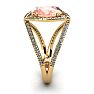 1-1/2 Carat Oval Shape Morganite and Halo Diamond Ring In 14 Karat Yellow Gold Image-3