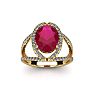 2 Carat Oval Shape Ruby and Halo Diamond Ring In 14 Karat Yellow Gold Image-1