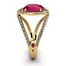 2 Carat Oval Shape Ruby and Halo Diamond Ring In 14 Karat Yellow Gold Image-3