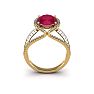 2 Carat Oval Shape Ruby and Halo Diamond Ring In 14 Karat Yellow Gold Image-4