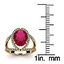 2 Carat Oval Shape Ruby and Halo Diamond Ring In 14 Karat Yellow Gold Image-5