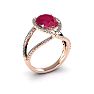 2 Carat Oval Shape Ruby and Halo Diamond Ring In 14 Karat Rose Gold Image-2