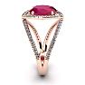 2 Carat Oval Shape Ruby and Halo Diamond Ring In 14 Karat Rose Gold Image-3