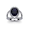 2 Carat Oval Shape Sapphire and Halo Diamond Ring In 14 Karat White Gold Image-1