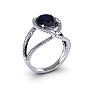 2 Carat Oval Shape Sapphire and Halo Diamond Ring In 14 Karat White Gold Image-2