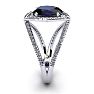 2 Carat Oval Shape Sapphire and Halo Diamond Ring In 14 Karat White Gold Image-3