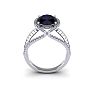 2 Carat Oval Shape Sapphire and Halo Diamond Ring In 14 Karat White Gold Image-4