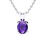 3 Carat Oval Shape Amethyst Necklace and Earring Set In Sterling Silver Image-3
