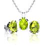 3 Carat Oval Shape Peridot Necklace and Earring Set In Sterling Silver Image-1