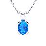 3 Carat Oval Shape Blue Topaz Necklace and Earring Set In Sterling Silver Image-3