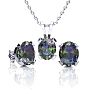 3 Carat Oval Shape Mystic Topaz Necklace & Earring Set in Sterling Silver