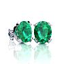 3 Carat Oval Shape Emerald Necklaces and Earring Set In Sterling Silver, 18 Inch Chain Image-2