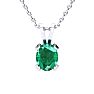 3 Carat Oval Shape Emerald Necklaces and Earring Set In Sterling Silver, 18 Inch Chain Image-3