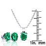 3 Carat Oval Shape Emerald Necklaces and Earring Set In Sterling Silver, 18 Inch Chain Image-4