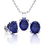 3 Carat Oval Shape Tanzanite Necklace and Earring Set In Sterling Silver Image-1