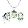3 Carat Oval Shape Green Amethyst Necklace and Earring Set In Sterling Silver Image-1