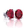 3 Carat Oval Shape Ruby Necklace and Earring Set In Sterling Silver Image-2