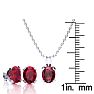 3 Carat Oval Shape Ruby Necklace and Earring Set In Sterling Silver Image-4