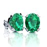 3-1/2 Carat Oval Shape Emerald Necklaces and Earring Set In Sterling Silver, 18 Inch Chain Image-2