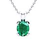 3-1/2 Carat Oval Shape Emerald Necklaces and Earring Set In Sterling Silver, 18 Inch Chain Image-3