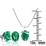 3-1/2 Carat Oval Shape Emerald Necklaces and Earring Set In Sterling Silver, 18 Inch Chain Image-4