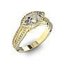 1 Carat Marquise Shape Antique Halo Diamond Engagement Ring In 14 Karat Yellow Gold Image-2