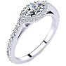 3/4 Carat Marquise Shape Halo Diamond Engagement Ring in 14 Karat White Gold Image-2