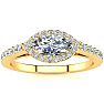 3/4 Carat Marquise Shape Halo Diamond Engagement Ring in 14 Karat Yellow Gold Image-1