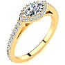 3/4 Carat Marquise Shape Halo Diamond Engagement Ring in 14 Karat Yellow Gold Image-2