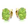 1 Carat Oval Shape Peridot Stud Earrings In 14K Yellow Gold Over Sterling Silver Image-2