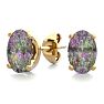 1 Carat Oval Shape Mystic Topaz Stud Earrings In 14K Yellow Gold Over Sterling Silver Image-1