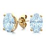 Aquamarine Earrings: Aquamarine Jewelry: 1 Carat Oval Shape Aquamarine Stud Earrings In 14K Yellow Gold Over Sterling Silver Image-1