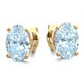 Aquamarine Earrings: Aquamarine Jewelry: 1 Carat Oval Shape Aquamarine Stud Earrings In 14K Yellow Gold Over Sterling Silver Image-2